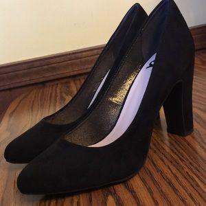 Fergie Black Suede Heels